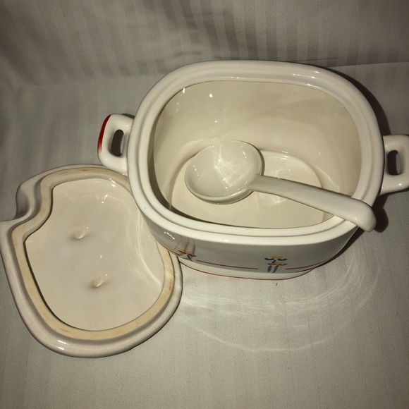 Retro/ vintage gray boat / soup tureen Riva Designs Tulips red/blue/yellow - Picture 9 of 15